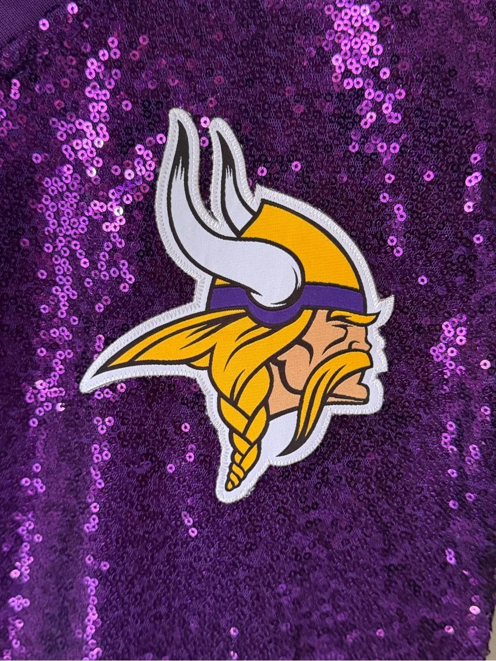 NFL Vikings Justin Jefferson Sequin Girls Short Sleeve